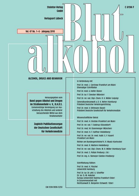 Blutalkohol 2010.pdf - BADS (Bund gegen Alkohol und Drogen im