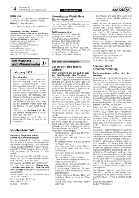 Stadtjournal Ausgabe 34/2009 - Stadt Bad Saulgau