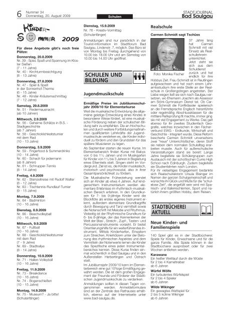 Stadtjournal Ausgabe 34/2009 - Stadt Bad Saulgau