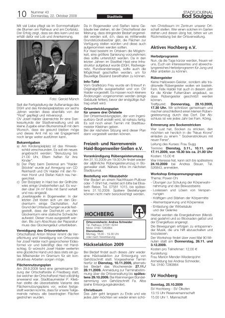 Stadtjournal Ausgabe 43/2009 - Stadt Bad Saulgau