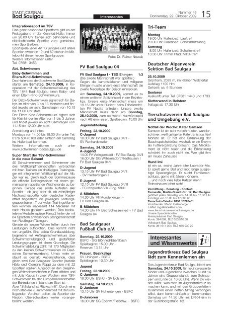 Stadtjournal Ausgabe 43/2009 - Stadt Bad Saulgau