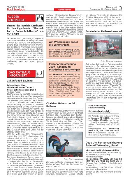 Stadtjournal Ausgabe 43/2009 - Stadt Bad Saulgau