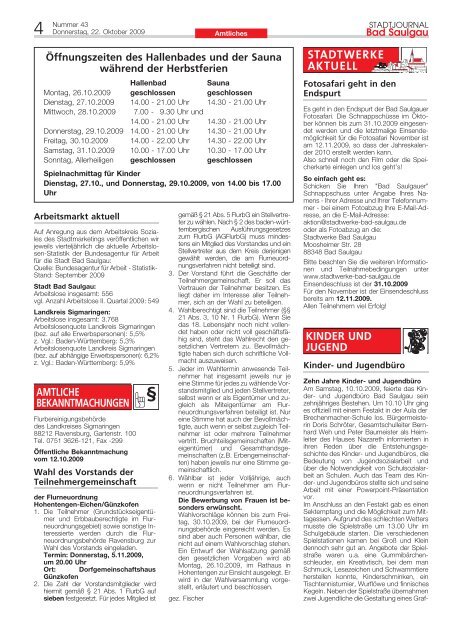 Stadtjournal Ausgabe 43/2009 - Stadt Bad Saulgau