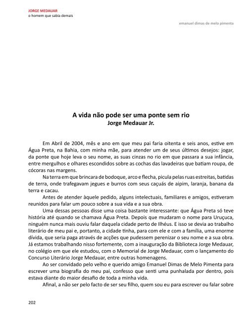 Fragmento do texto de Jorge Medauar - Emanuel Pimenta