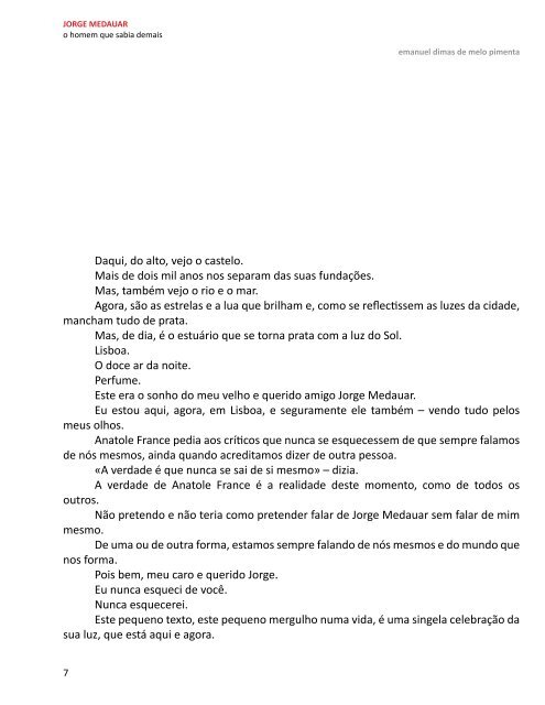 Fragmento do texto de Jorge Medauar - Emanuel Pimenta