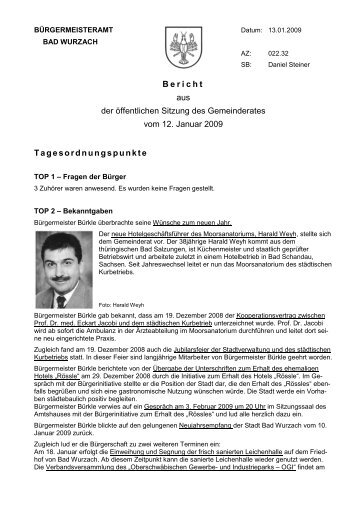 Bericht Gemeinderat 2009-01-12 - Bad Wurzach