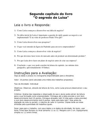 Segundo capítulo do livro “O segredo de Luísa” - Professor Walteno