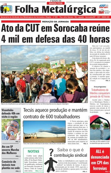 Folha Metalúrgica - Sindicato dos Metalúrgicos de Sorocaba e Região