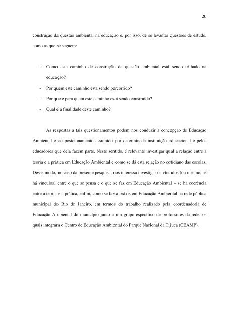 Educação ambiental na rede pública do município do Rio de Janeiro