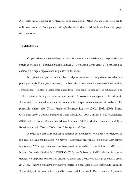 Educação ambiental na rede pública do município do Rio de Janeiro