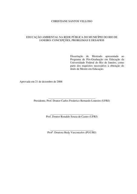 Educação ambiental na rede pública do município do Rio de Janeiro