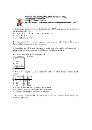 Exercícios autômatos finitos não-determinísticos com respostas