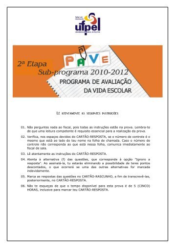 Provas PAVE 2010-2012 - 2ª etapa