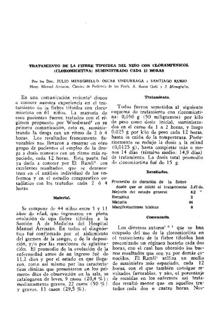 tamiento do la fiebre tifoidea con cloro- micetina - SciELO