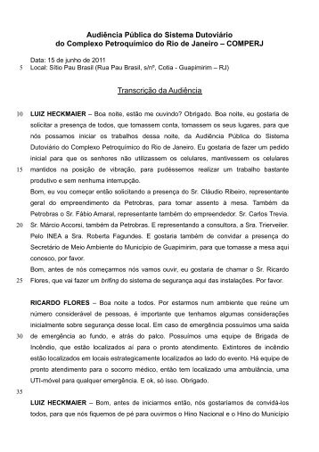 Transcrição da Audiência Pública de Guapimirim - Governo do ...
