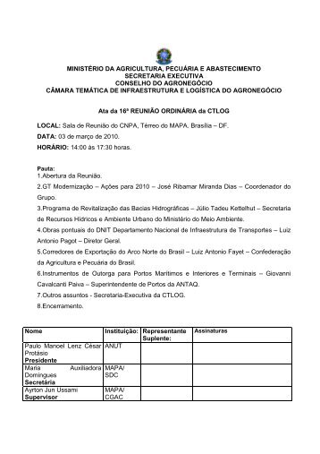 ministério da agricultura, pecuária e abastecimento secretaria ...
