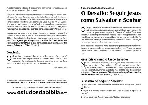 O Desafio: Seguir Jesus como Salvador e Senhor - Estudos da Bíblia