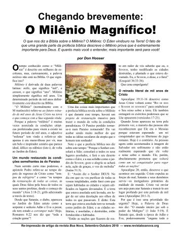 O Milênio Magnífico! - A Boa Nova - Uma revista de entendimento