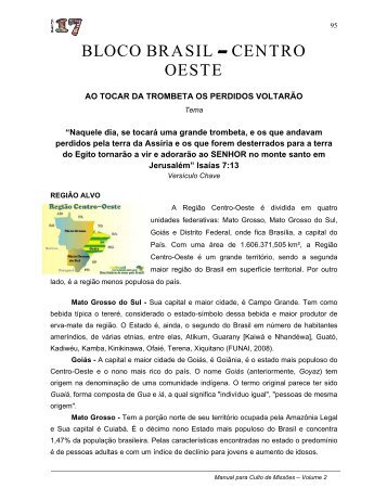 Apostila Culto de Missões - Revisada - Bloco Brasil - Centro Oeste