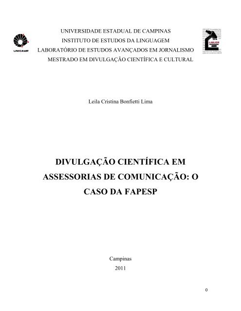 Divulgação científica em assessorias de ... - Labjor - Unicamp