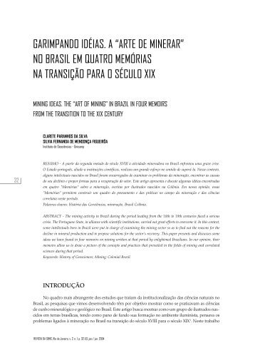 GARIMPANDO IDÉIAS. A “ARTE DE MINERAR” NO BRASIL ... - SBHC