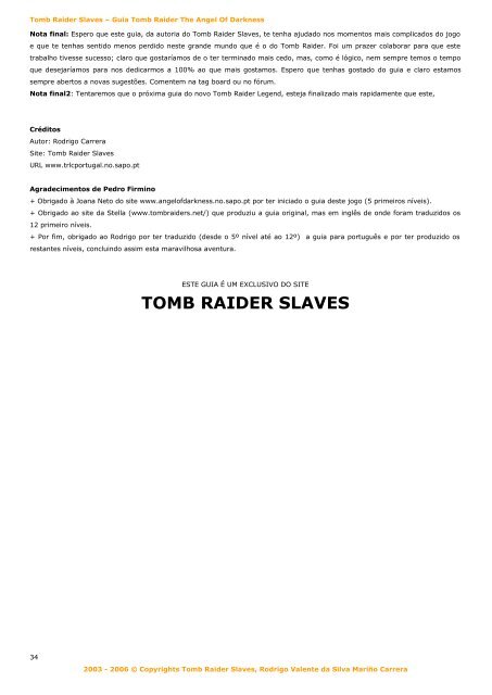 tomb raider the angel of darkness - Tomb Raider Slaves - Sapo