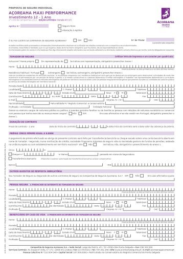 AÇOREANA MAXI PERFORMANCE - Açoreana Seguros