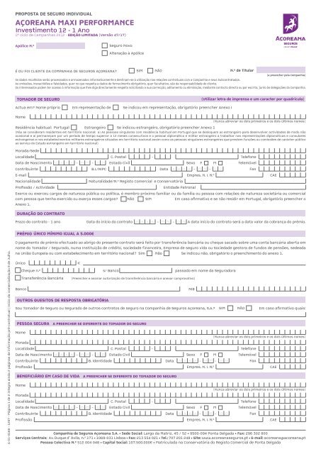 AÇOREANA MAXI PERFORMANCE - Açoreana Seguros