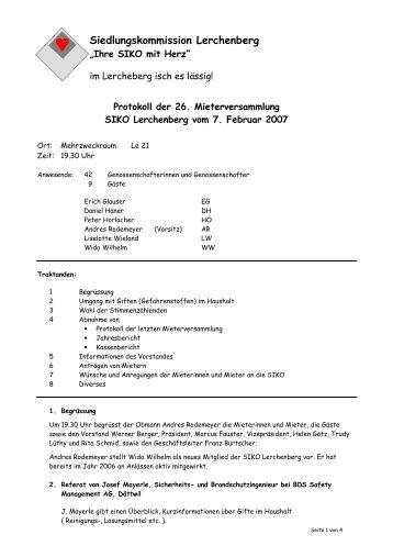 Protokoll Mieterversammlung 2007