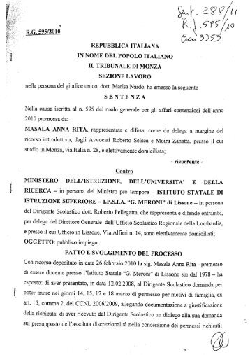 Sentenza Tribunale Di Monza Del 12 Maggio 2011 Permessi Retribuiti