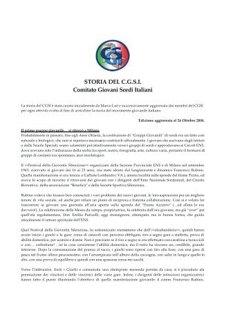 STORIA DEL C.G.S.I. Comitato Giovani Sordi Italiani - Storia dei Sordi