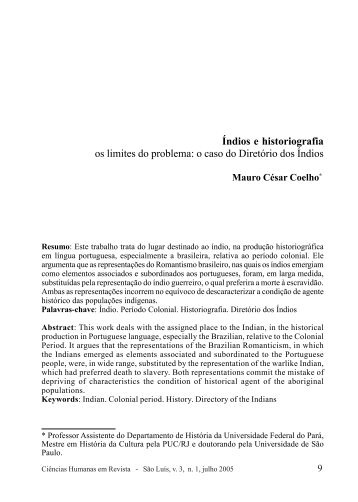 Índios e historiografia. Os limites do problema - Nucleo de ...