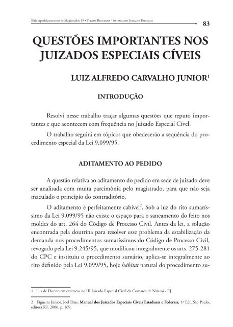 Questões Importantes nos Juizados Especiais Cíveis - Emerj