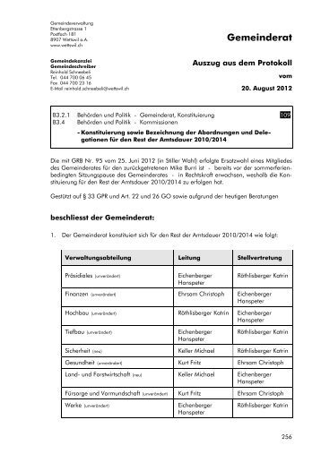 Gemeinderat - Wettswil am Albis