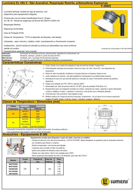 Catálogo Técnico - Lumens Equipamentos Elétricos Ltda