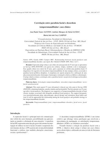 Correlação entre paralisia facial e desordem temporomandibular ...