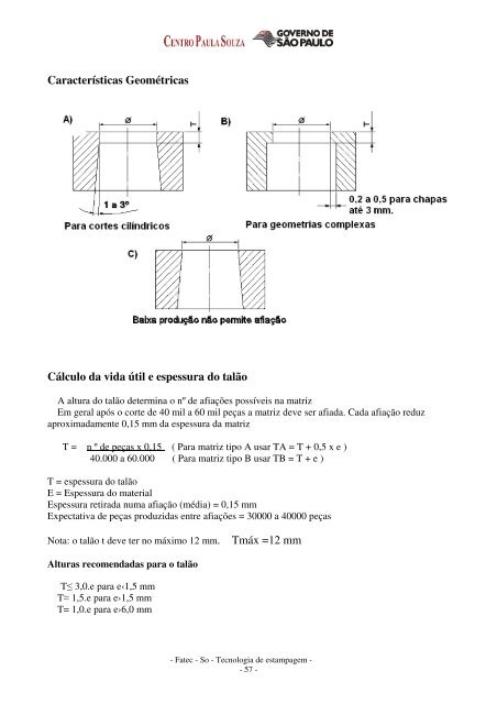 TECNOLOGIA DE ESTAMPAGEM 1 Corte - Faculdade de ...