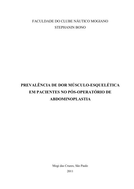 17 - prevalência de dor músculo-esquelética em pacientes no pós ...