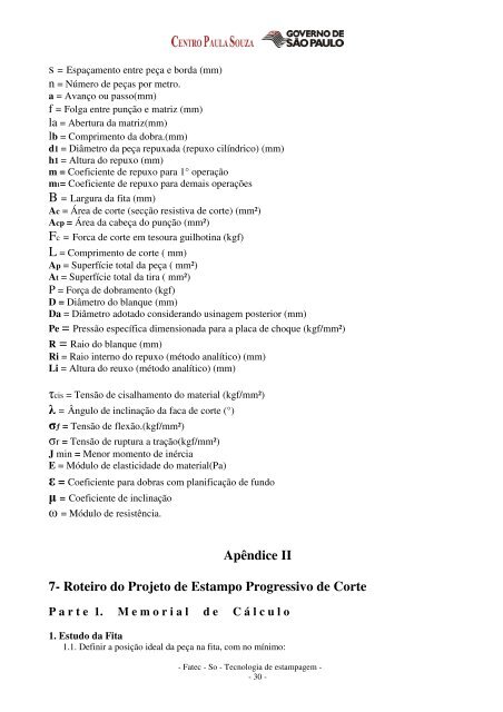 Tecnologia de Estampagem - Trabalho Prático e Anexos