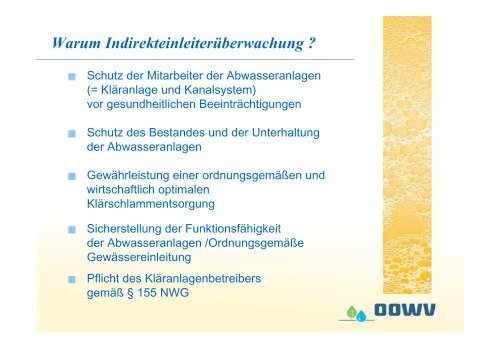 Umsetzung beim OOWV Indirekteinleiterüberwachung