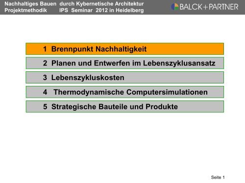 Nachhaltiges Bauen durch Kybernetische ... - balck + partner