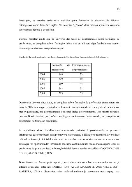 Representações Sociais da Diversidade Cultural na Formação ...