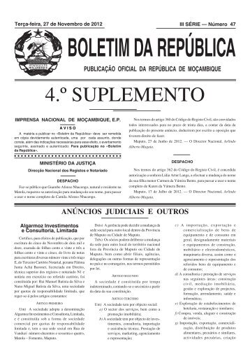 III Série 2012 suplemento4.pdf - Portal do Governo de Moçambique