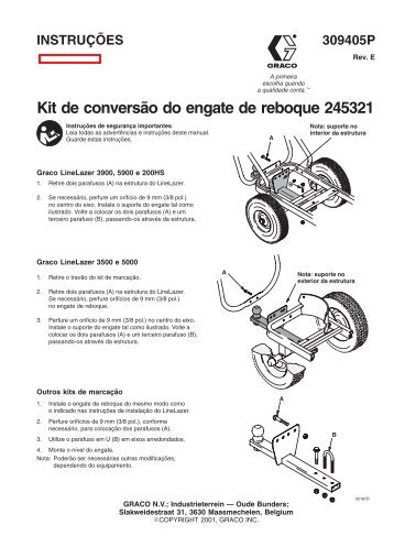 309405e , Kit de conversão do engate de reboque 245321 - Graco Inc.