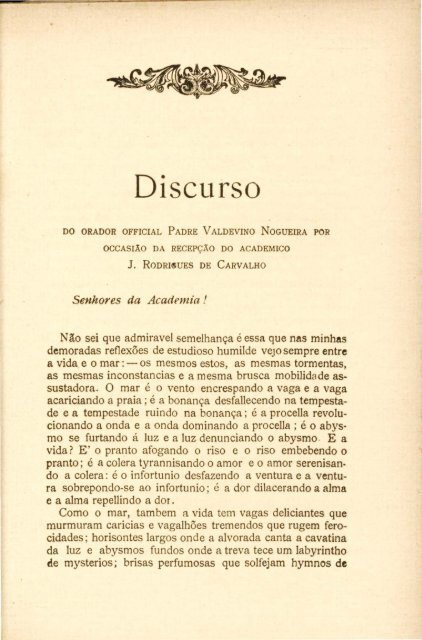 Discurso DO ORADOR OFFICIAL PADRE VALDEVINO NOGUEIRA ...