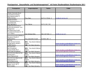 Praxispartner âGesundheits- und Sozialmanagementâ mit freien ...