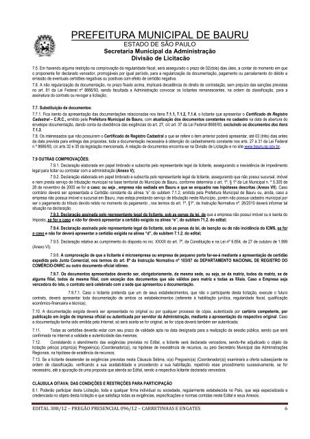 Edital: 308/2012 - Prefeitura Municipal de Bauru