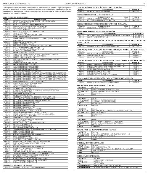 Seção I Gabinete do Prefeito - Prefeitura Municipal de Bauru