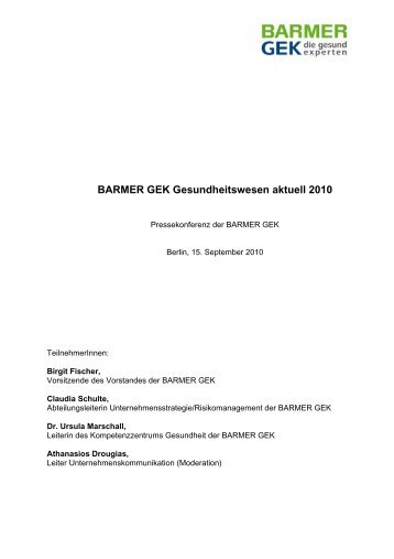 BARMER GEK Gesundheitswesen aktuell 2010