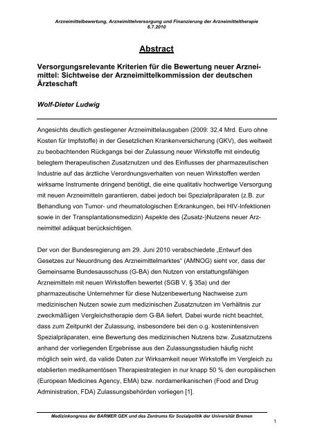Vortrag Prof. Dr. Wolf-Dieter Ludwig ( PDF , 14 - Barmer GEK
